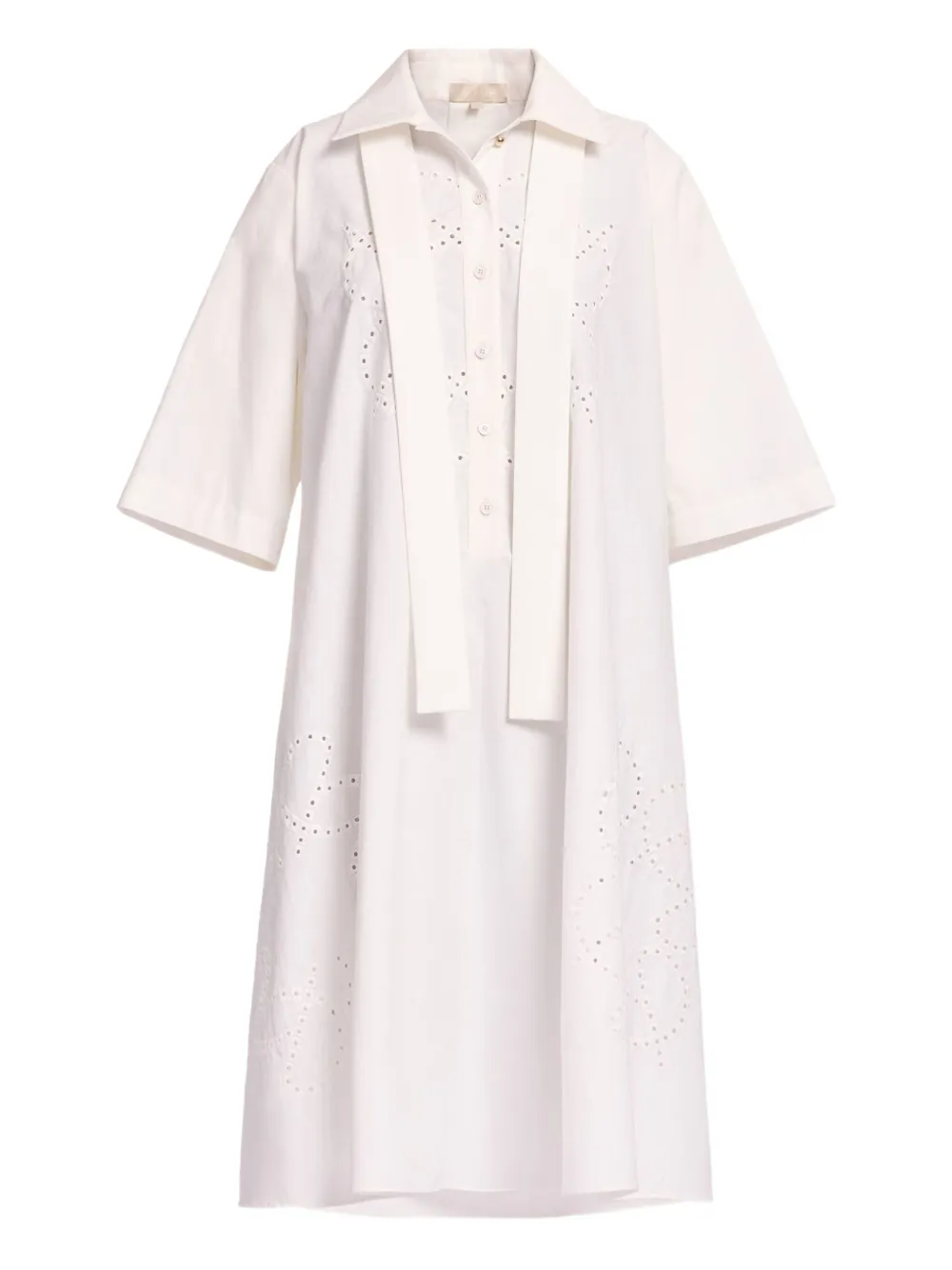 Elie Saab monogram embroidered shirt dress - ホワイト Elie Saab monogram embroidered shirt dress - ホワイト