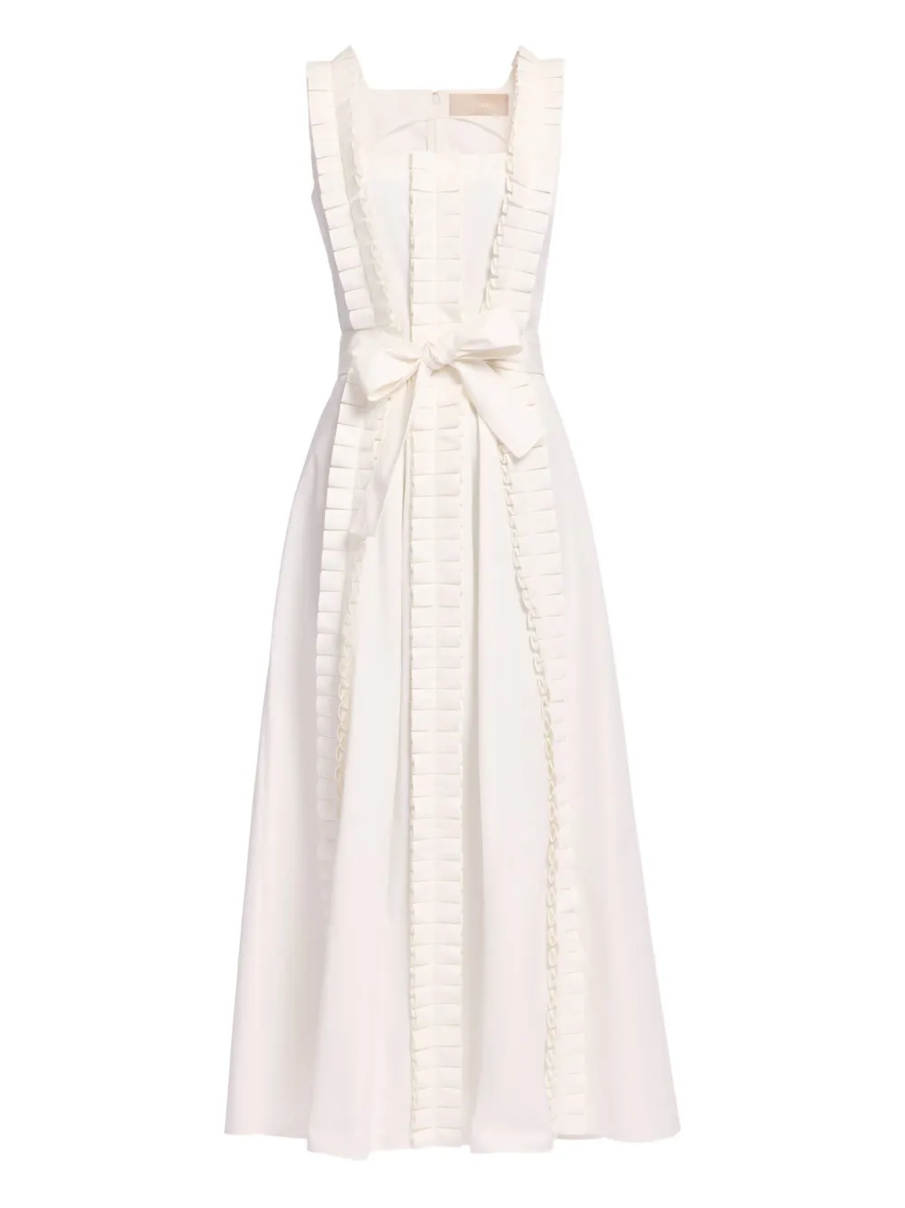 Elie Saab Pleated Ruffle Midi Dress In White