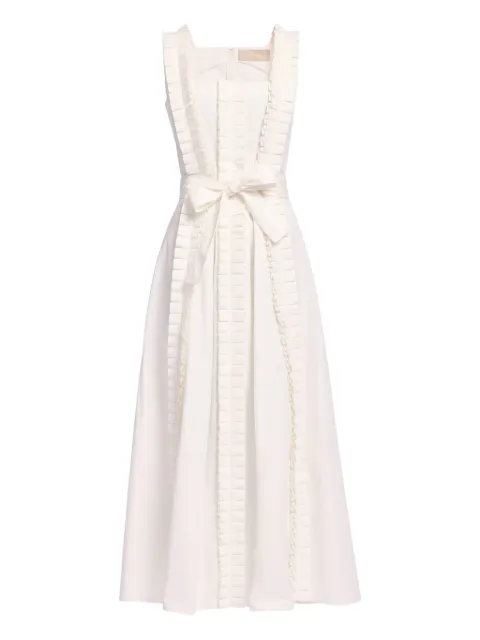Elie Saab vestido midi plisado con volantes