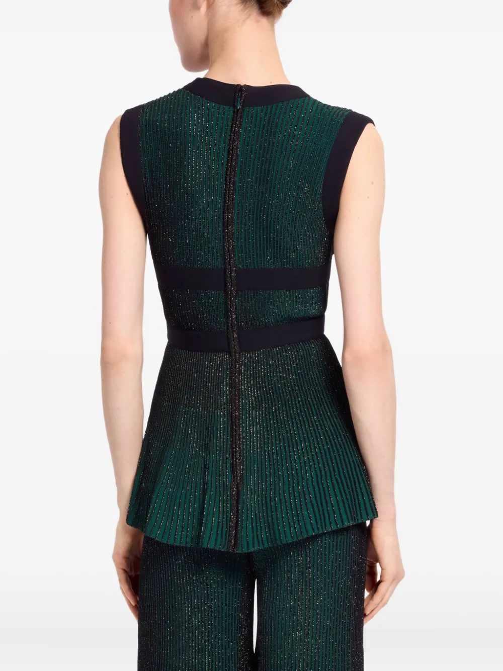 Elie Saab Metallic Top In Green