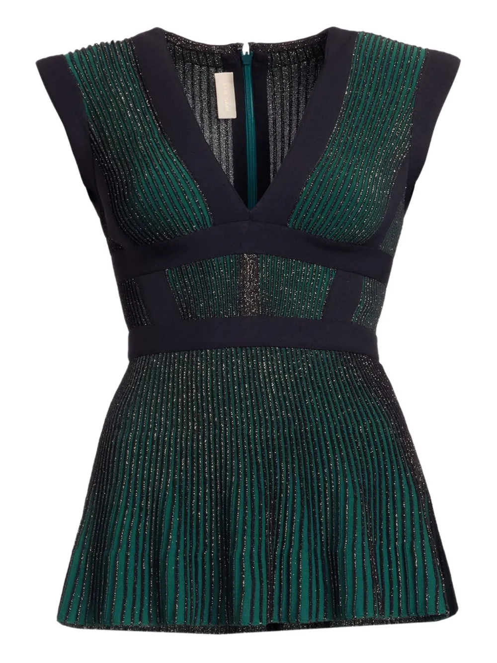 Elie Saab Metallic Top In Green