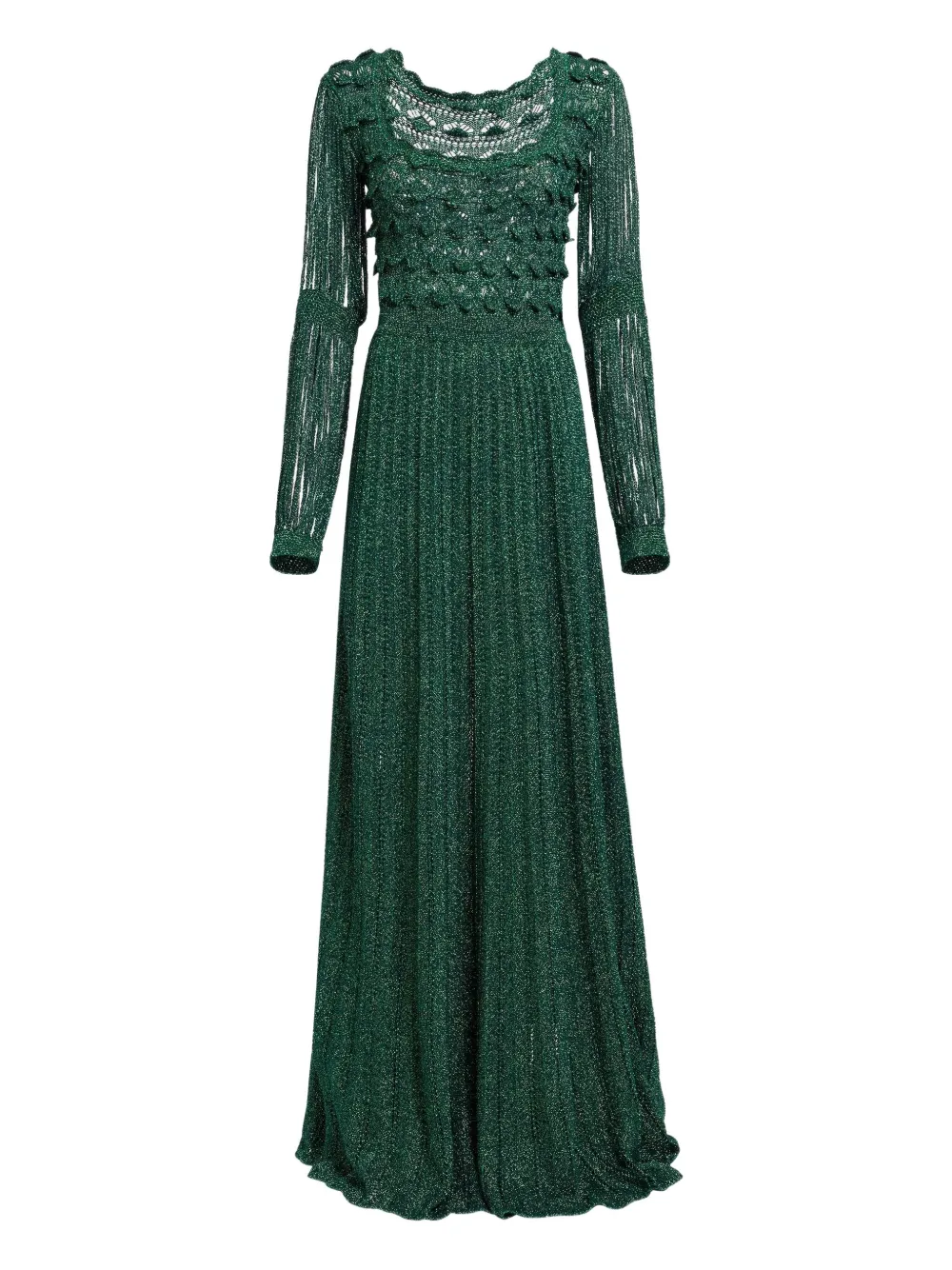 Elie Saab crochet fringed maxi dress - グリーン Elie Saab crochet fringed maxi dress - グリーン