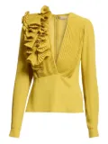 Elie Saab pleated chiffon blouse - Yellow