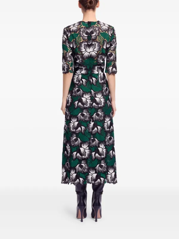 elie saab macrame midi dress Elie Saab Macramé Floral Midi Dress