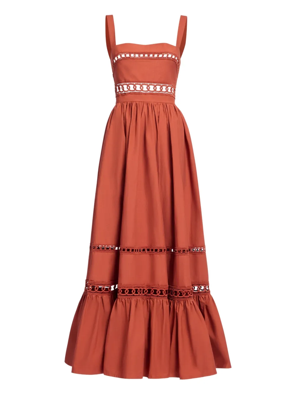 Elie Saab Trim-embellished Cotton Midi Dress In Orange