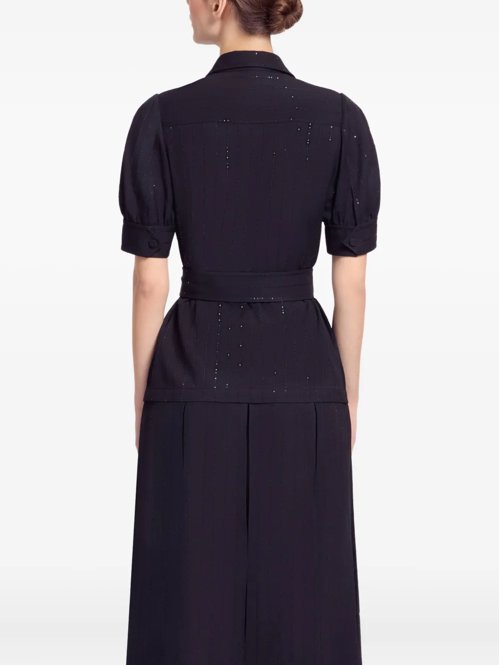 Elie Saab Belted Crepe Shirt In Black