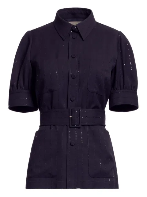Elie Saab belted crepe shirt