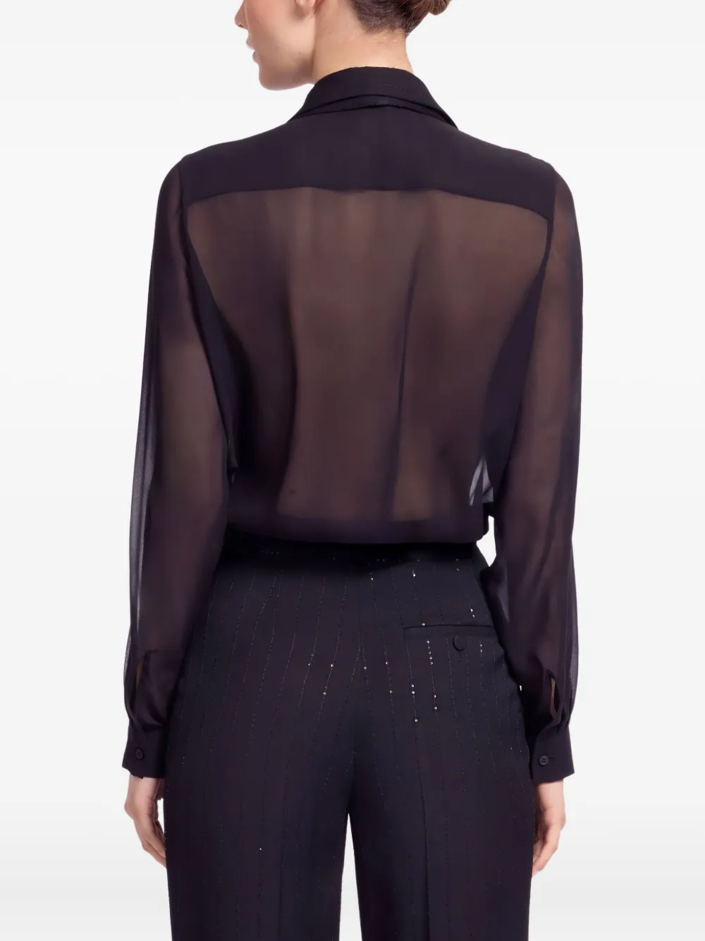 Elie Saab Pinstriped Silk Shirt In Black