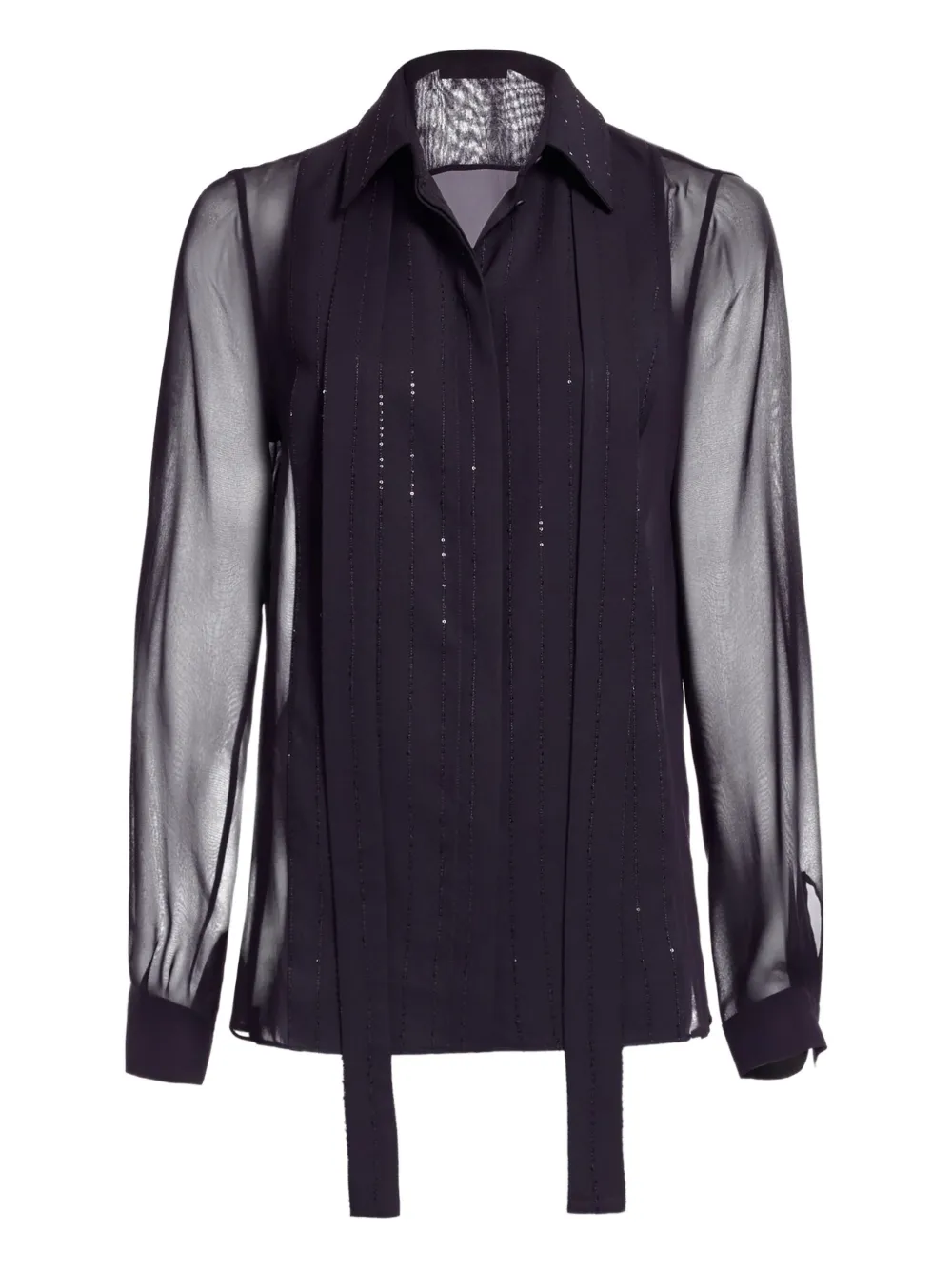 Elie Saab Pinstriped Silk Shirt In Black
