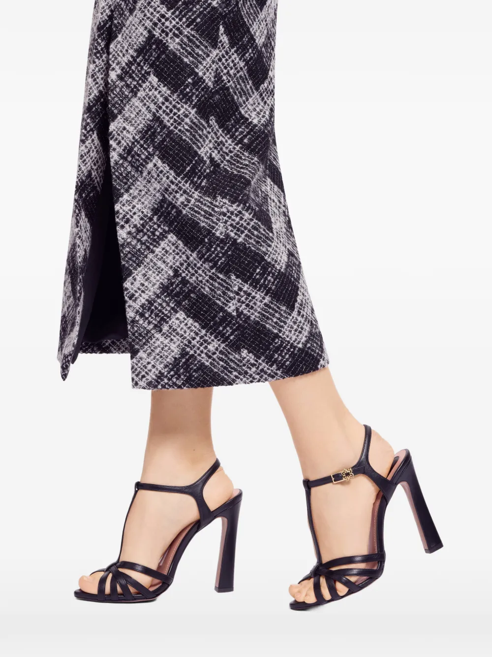 Elie Saab Midi-rok met chevron-patroon Zwart