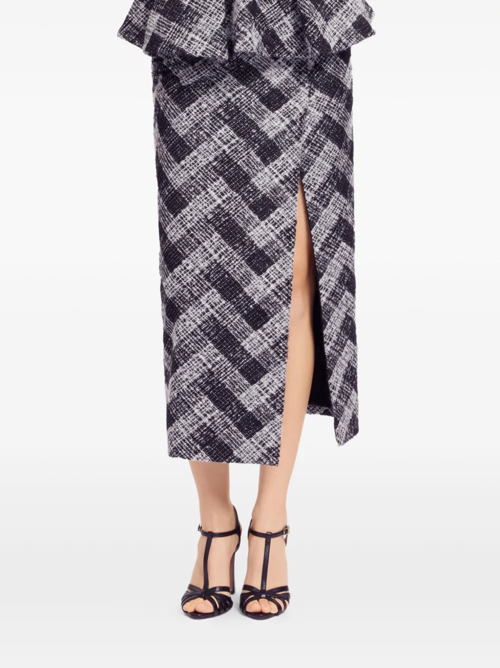  Elie Saab Chevron Midi Skirt - Black 