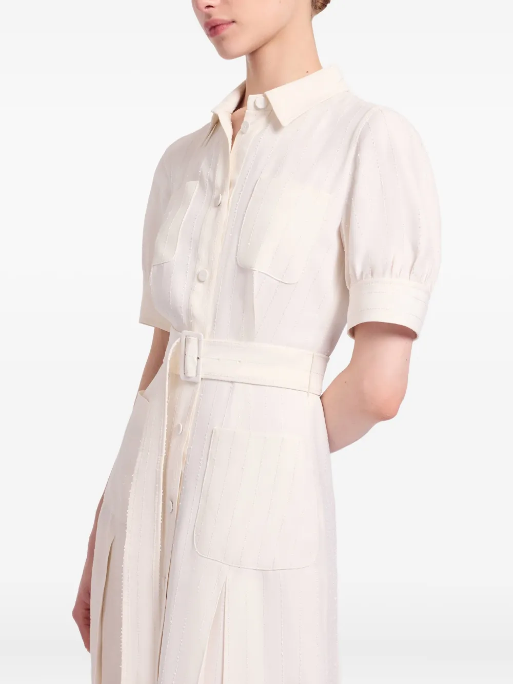 Elie Saab Embellished Pinstripe Midi Dress In Neutral