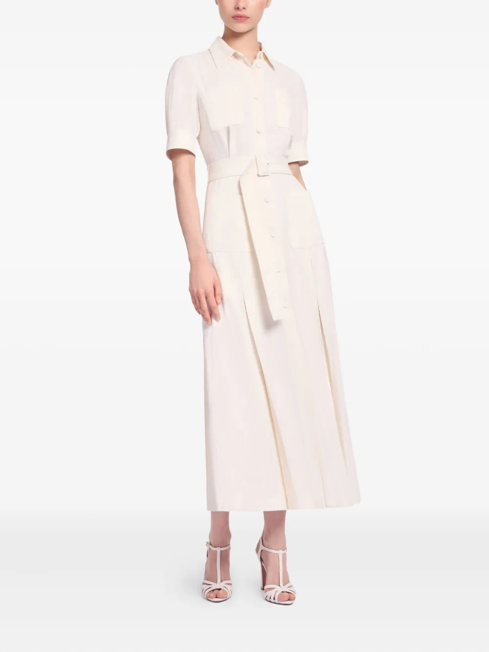 Elie Saab Embellished Pinstripe Midi Dress In Neutral