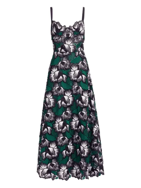 Elie Saab macramé floral midi dress
