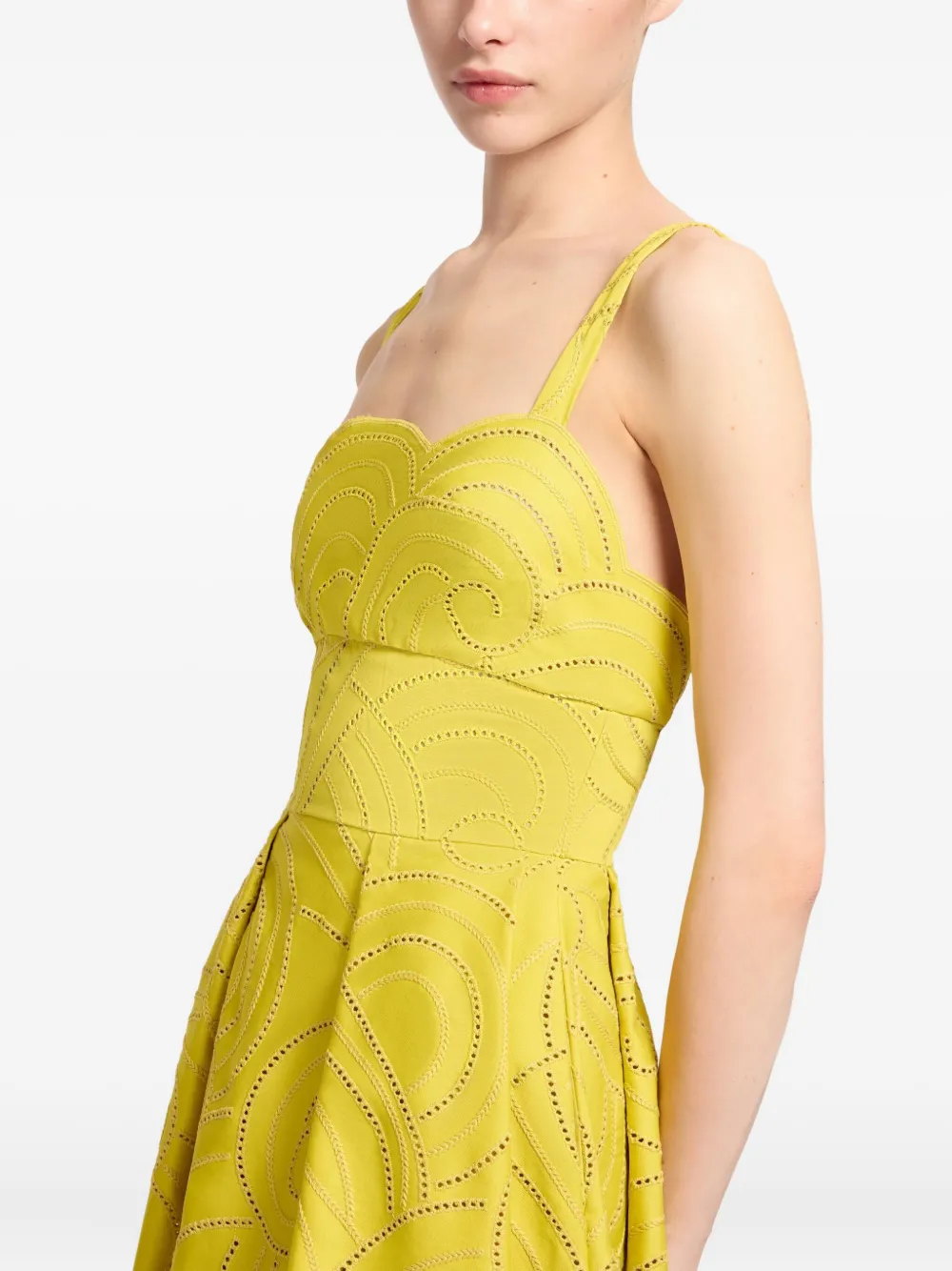 Elie Saab Swirl-embroidered Cotton Maxi Dress In Yellow