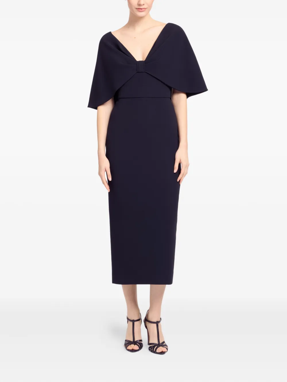 Elie Saab Silk Midi Dress In Blue