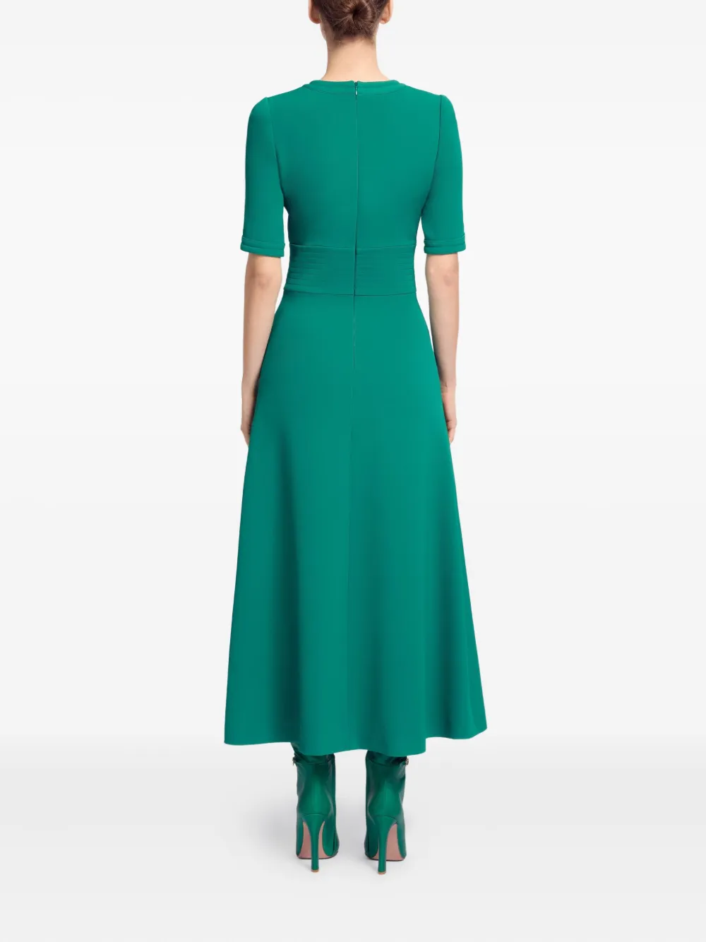 Elie Saab Cady Lace-up Midi Dress In Green