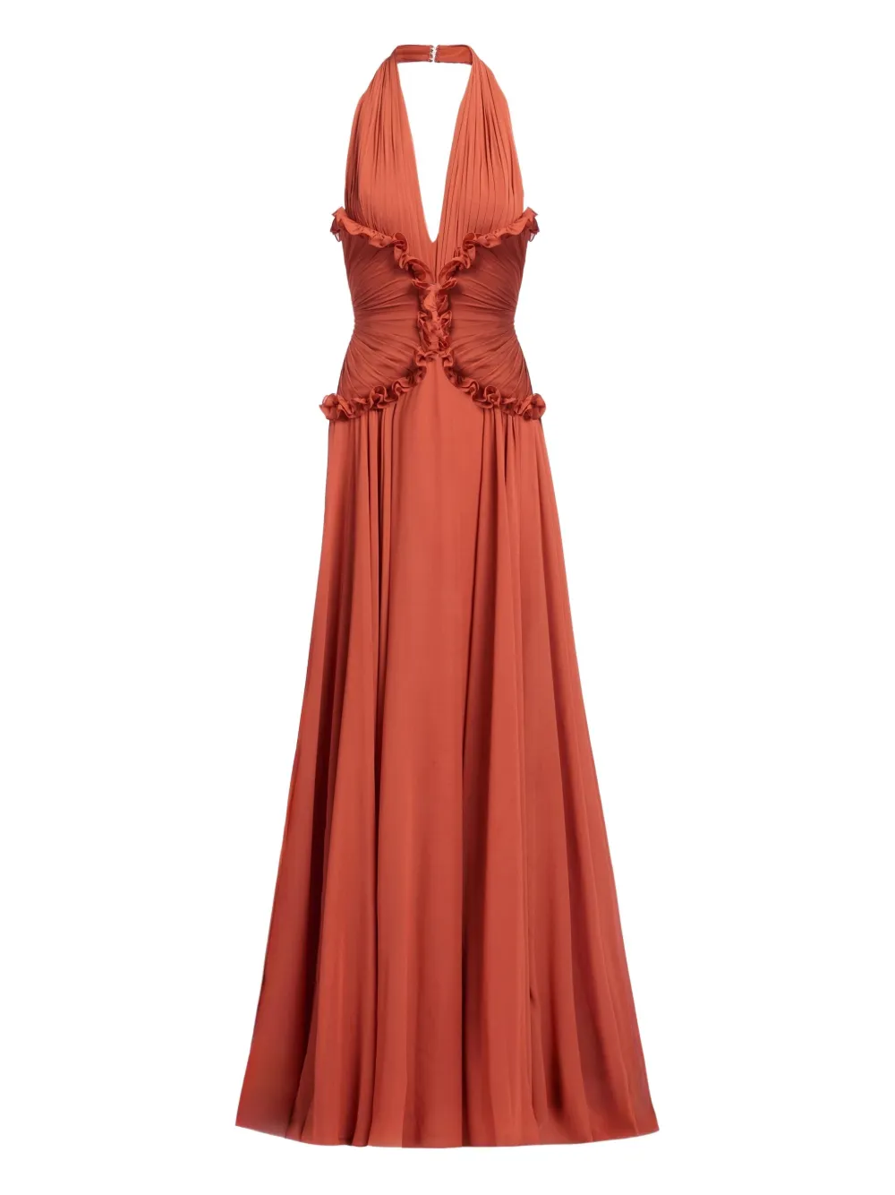 Elie Saab silk v-neck maxi dress - Arancione