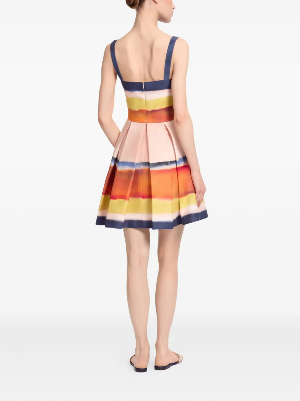 Elie Saab Printed Cotton Mini Dress In Blue