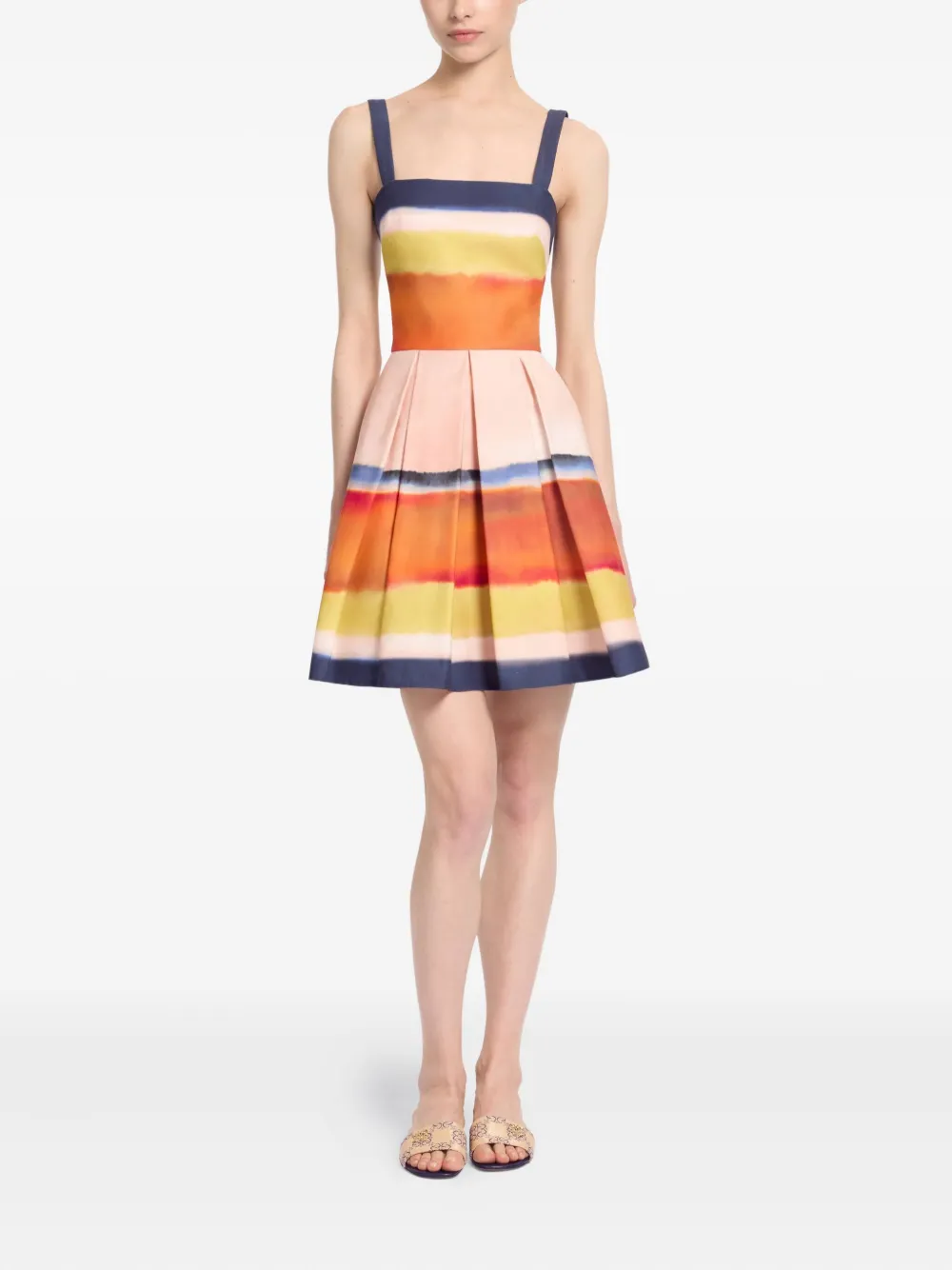 Elie Saab Printed Cotton Mini Dress In Blue