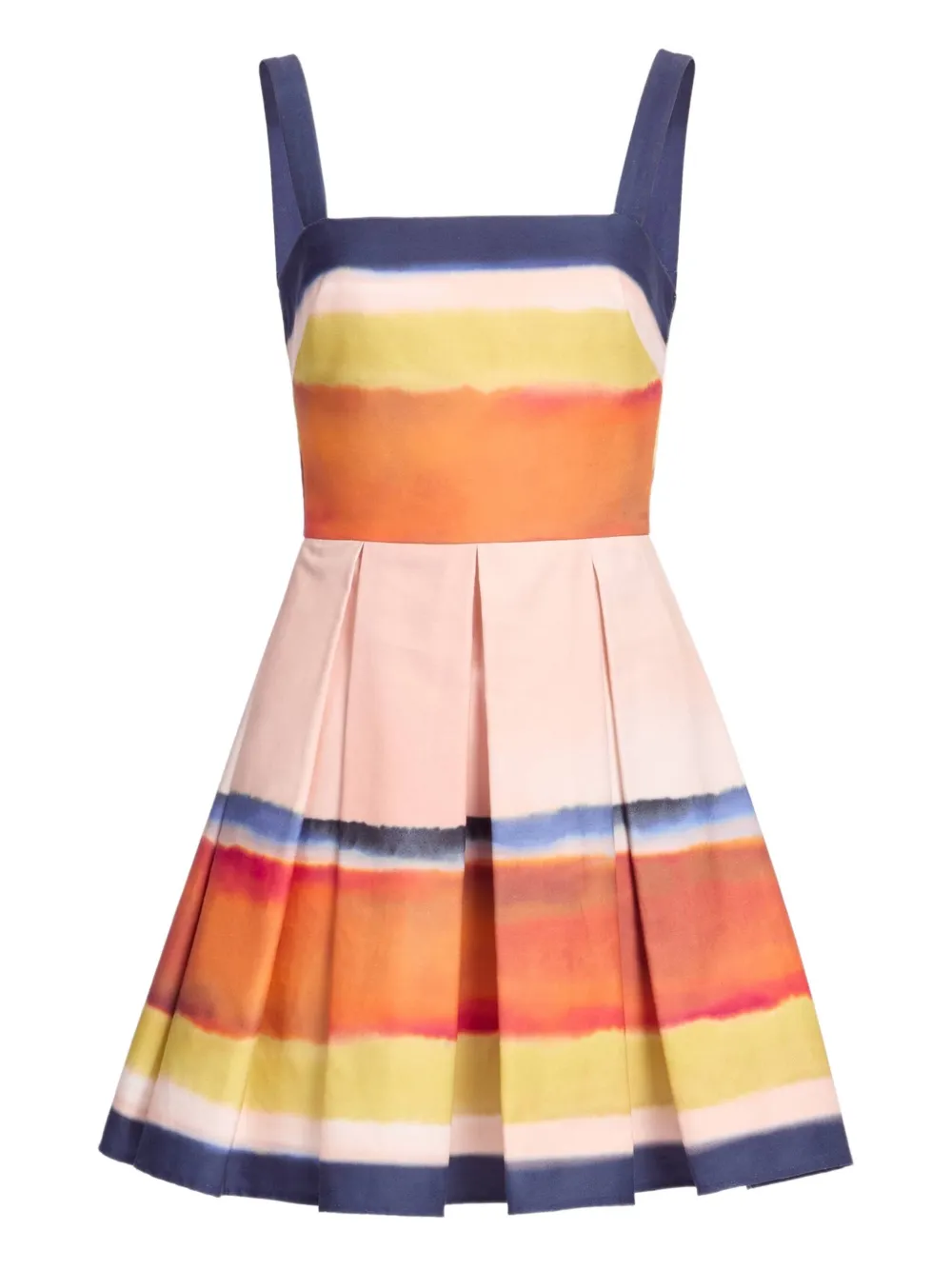Elie Saab Printed Cotton Mini Dress In Blue