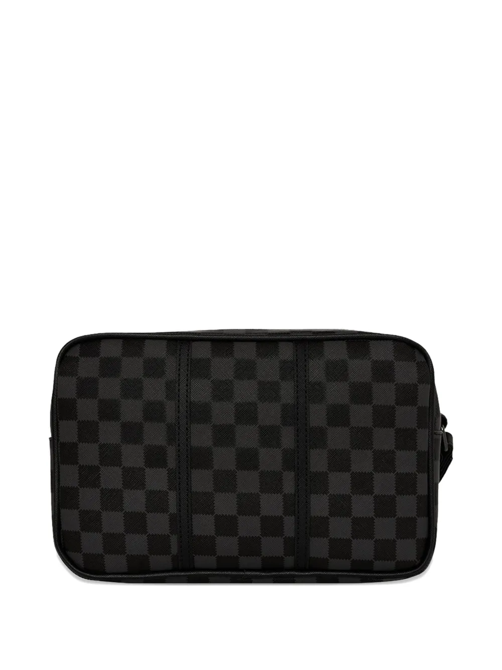 Sprayground Check-pattern Shark-motif Clutch Bag In Black
