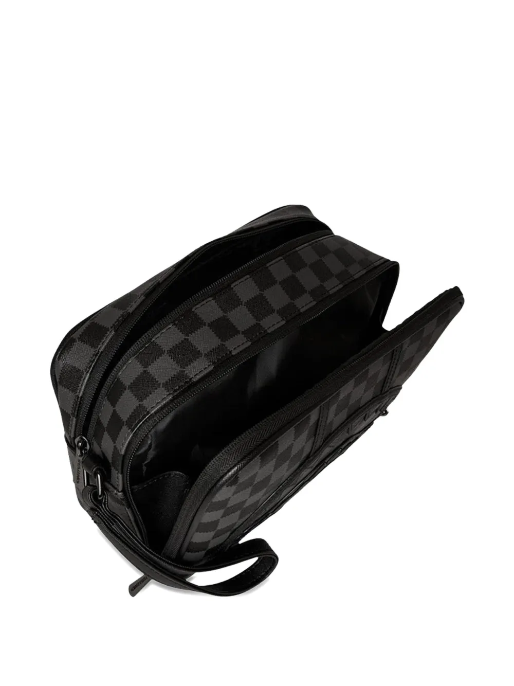 Sprayground Check-pattern Shark-motif Clutch Bag In Black