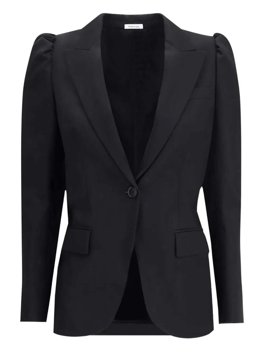 Alexander Mcqueen Tailored Jacket With Notched Lapels And Padded Shoulders In Black