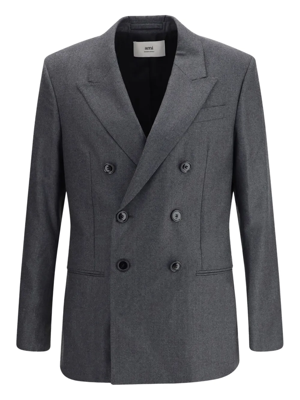 Ami Alexandre Mattiussi Ami Paris Men Double-breasted Virgin Wool Blazer In Gray