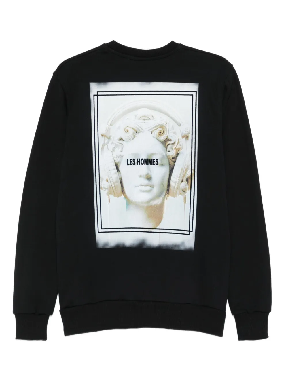 LES HOMMES Sweater met logoprint - Zwart