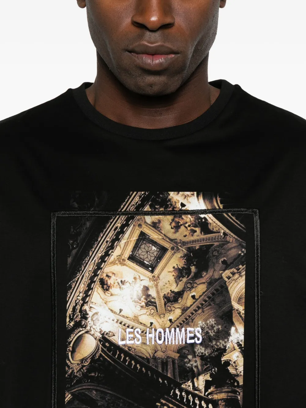 LES HOMMES T-shirt met print Zwart