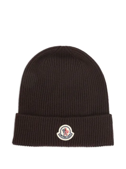 Moncler ribbed logo beanie