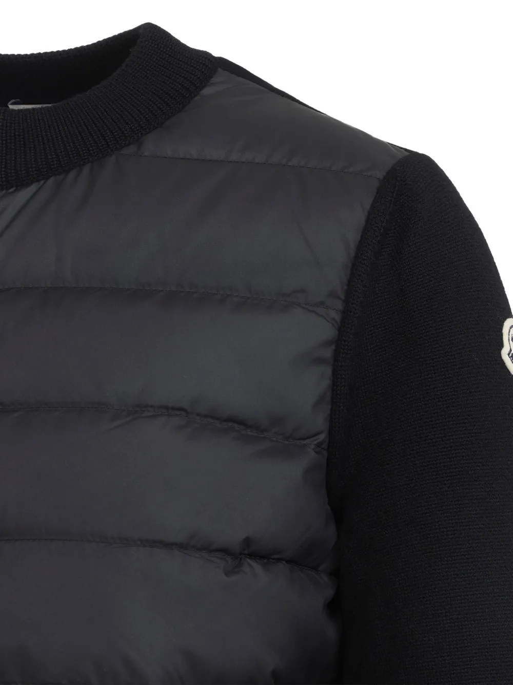 Moncler Wool And Quilted Shell Down Cardigan In Black