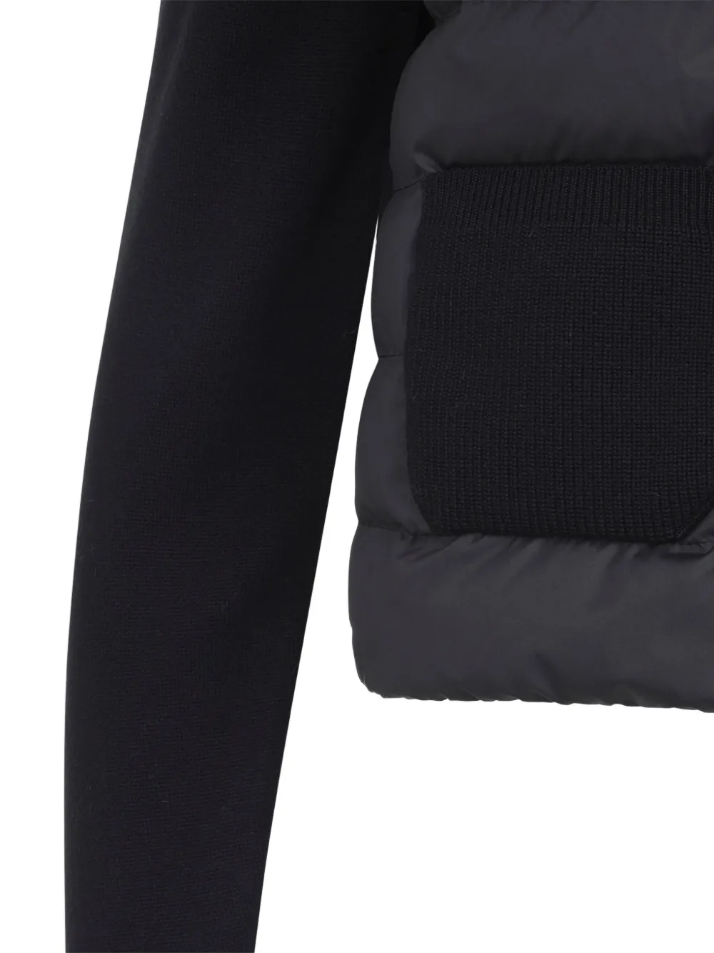 Moncler Wool And Quilted Shell Down Cardigan In Black