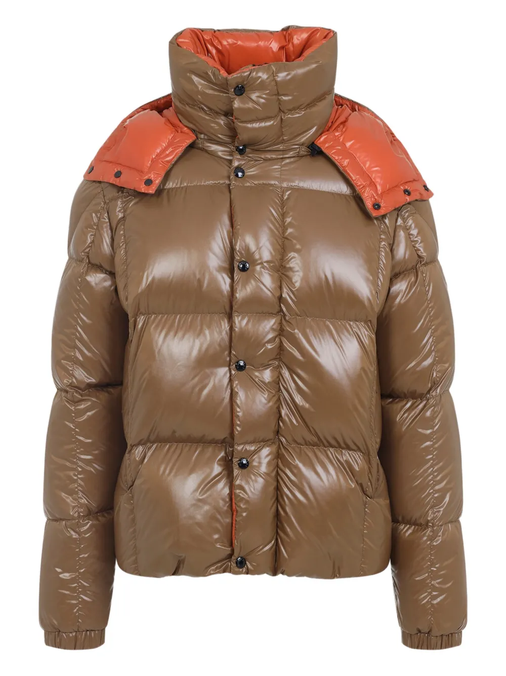 Moncler Parana Hooded Cropped Down Jacket In Brown