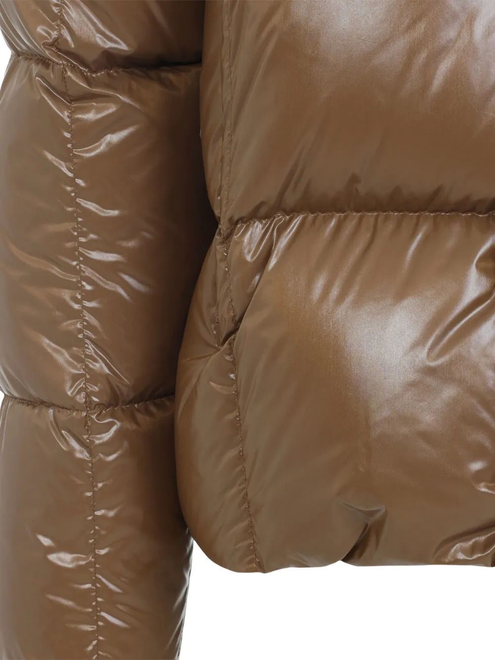 Moncler Parana Hooded Cropped Down Jacket In Brown