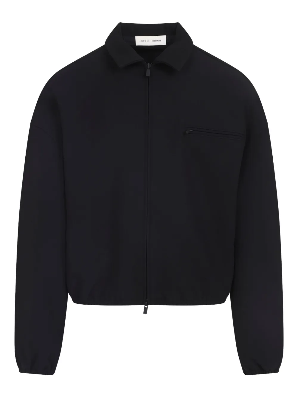 Essentials Bonded Canvas Zip-up Overshirt In Black