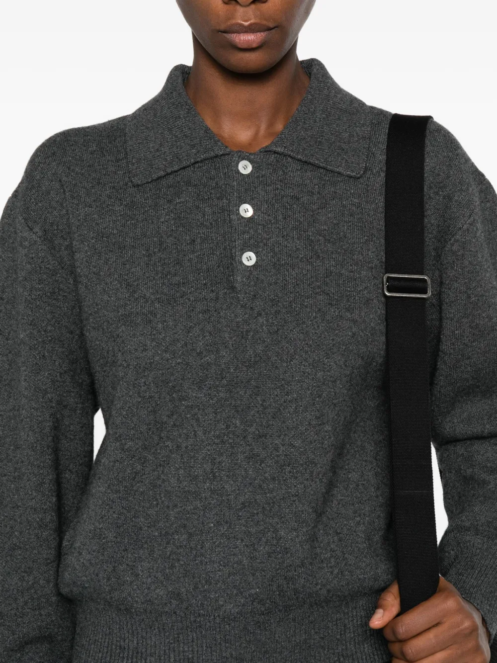 Dunst Grey Wool Polo Sweater In Gray