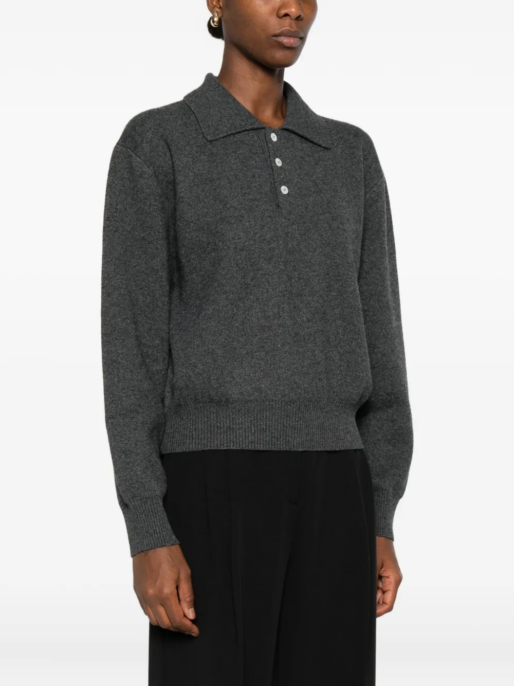 Dunst Grey Wool Polo Sweater In Gray