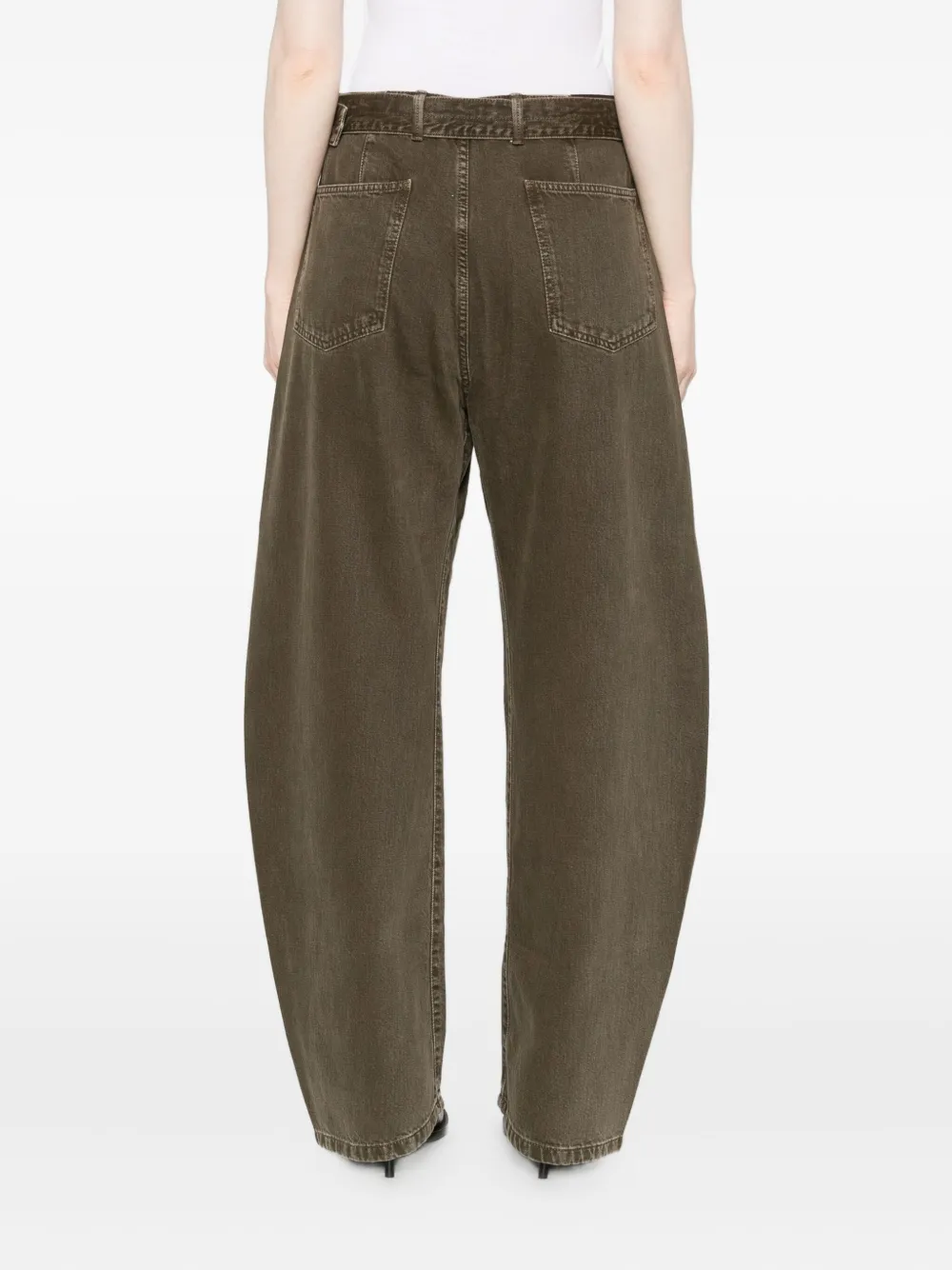 Lemaire Belted Panelled Jeans In Green