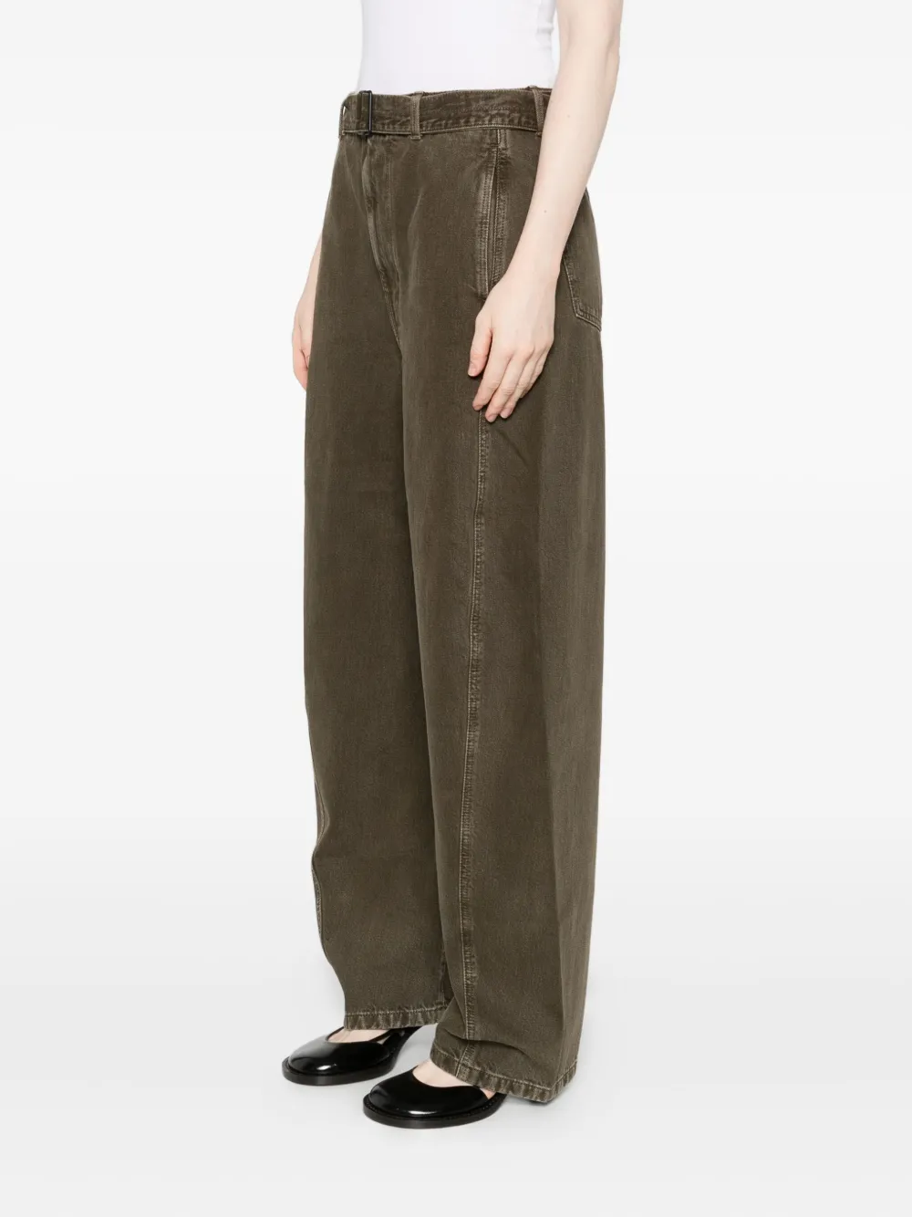 Lemaire Belted Panelled Jeans In Green