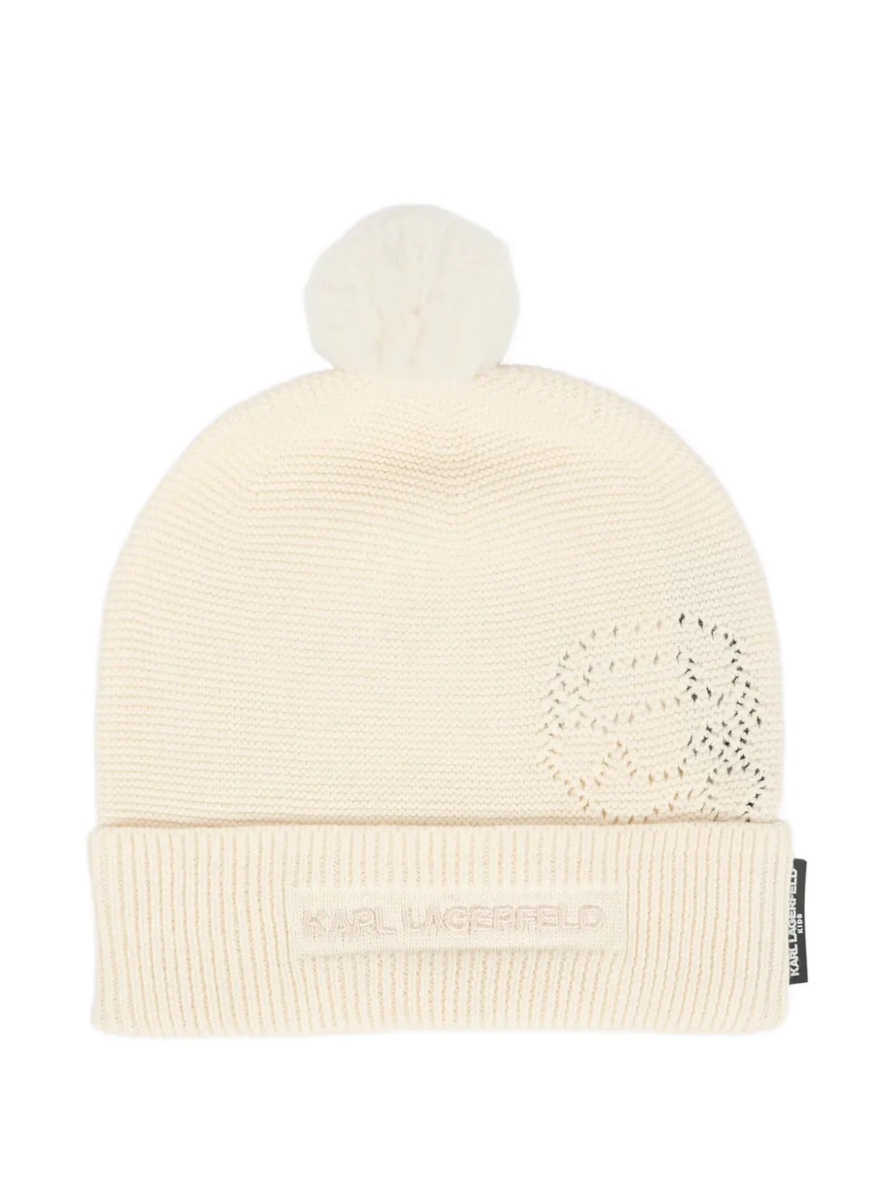 Karl Lagerfeld Kids logo-embroidery pompom beanie | Neutrals | Image 1