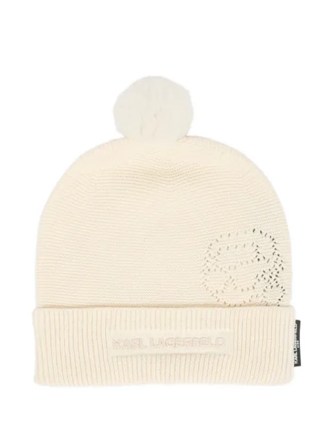 Karl Lagerfeld Kids logo-embroidery pompom beanie
