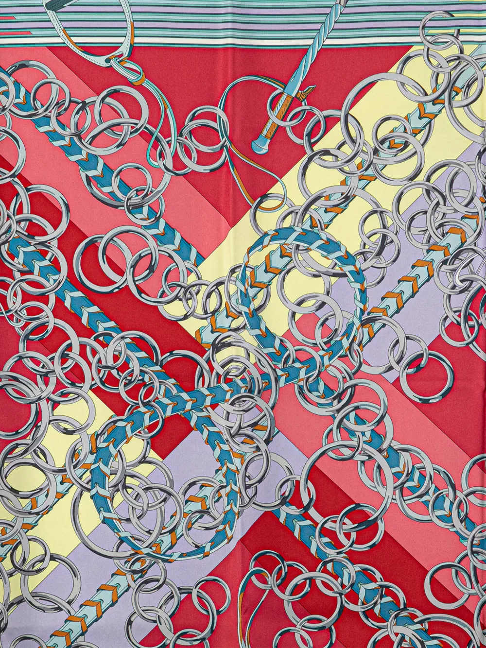 Pre-owned Hermes 2000-2025 Brides Et Gris Gris Silk Scarf Scarves In Red