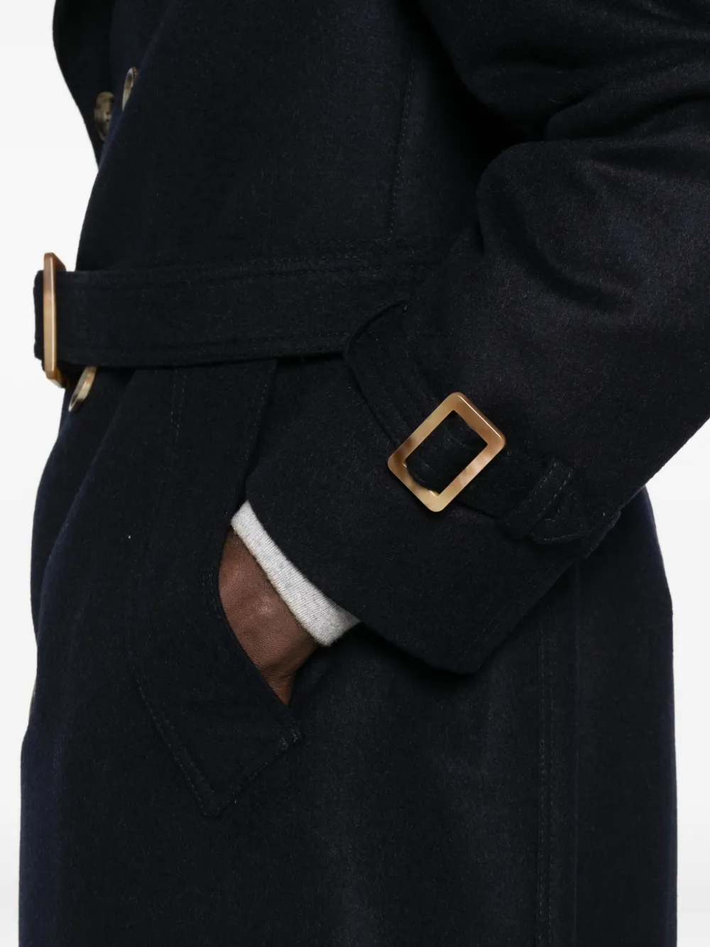 Brunello Cucinelli Double-breasted Belted Coat In Black