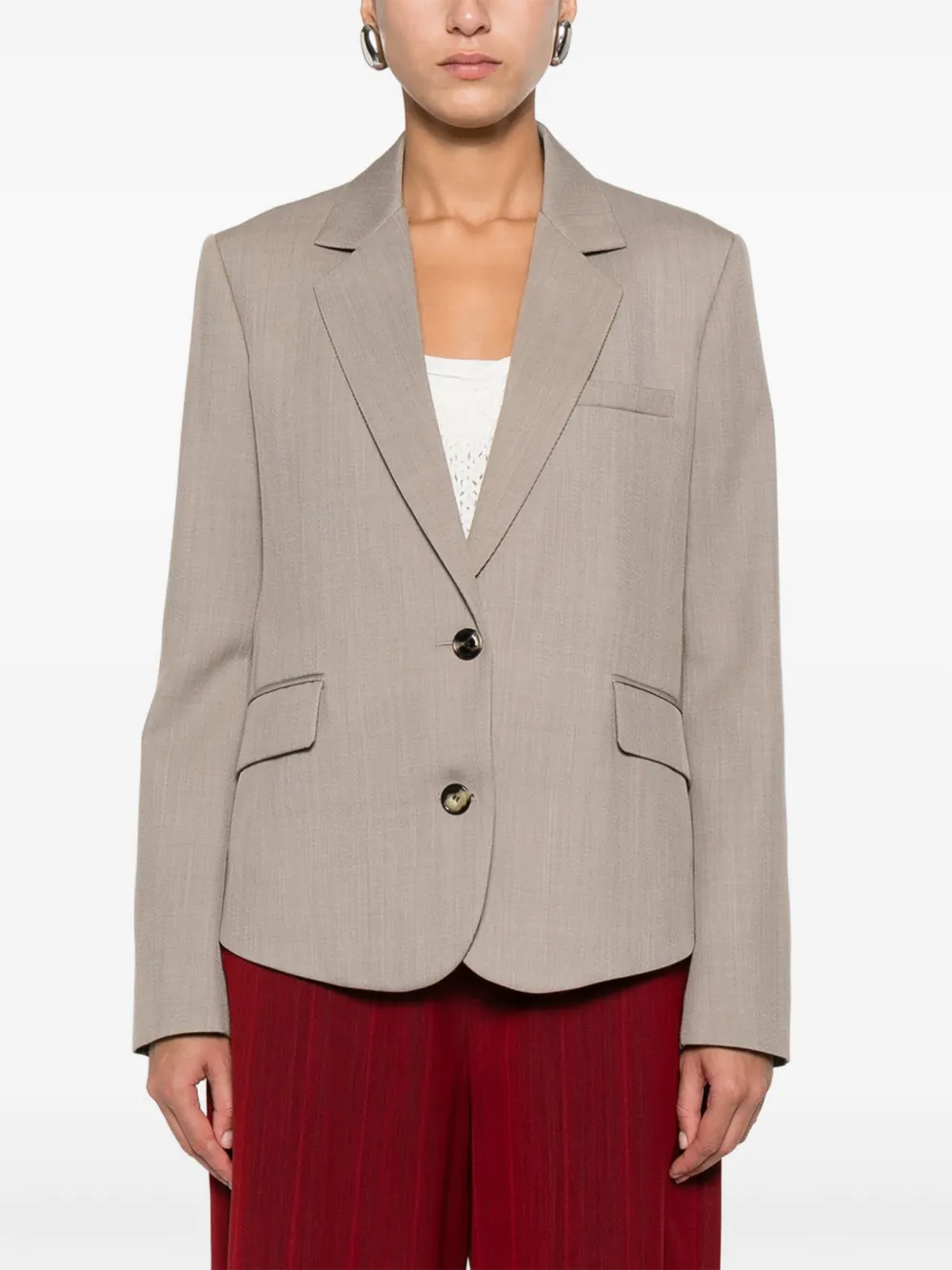 LOEWE Wollen blazer met enkele rij knopen Beige