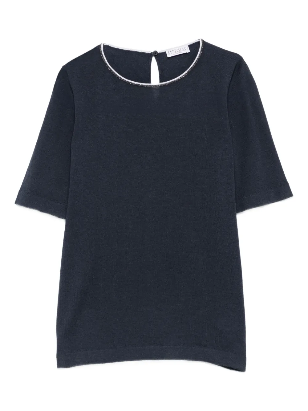 Brunello Cucinelli Monili-trim Cashmere Top In Blue