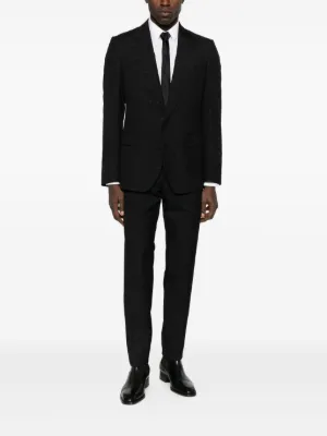D&G DOLCE & GABBANA ブラックさシングル1Bパンツスーツ Stretch wool Sicilia-fit suit in Black for Men