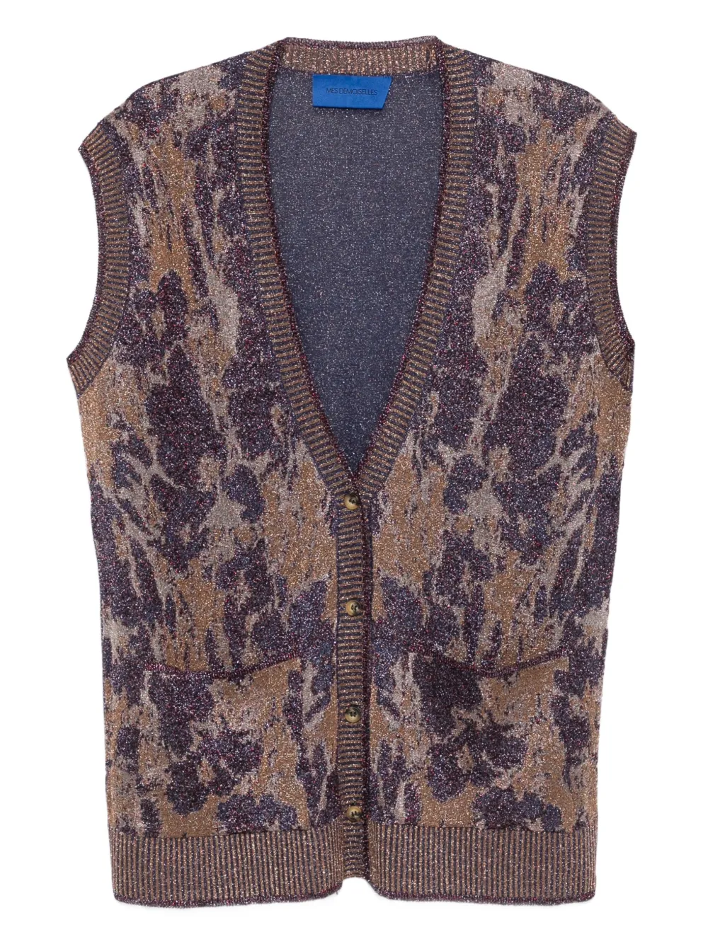 Mes Demoiselles floral-pattern sleeveless cardigan | Purple | Image 1