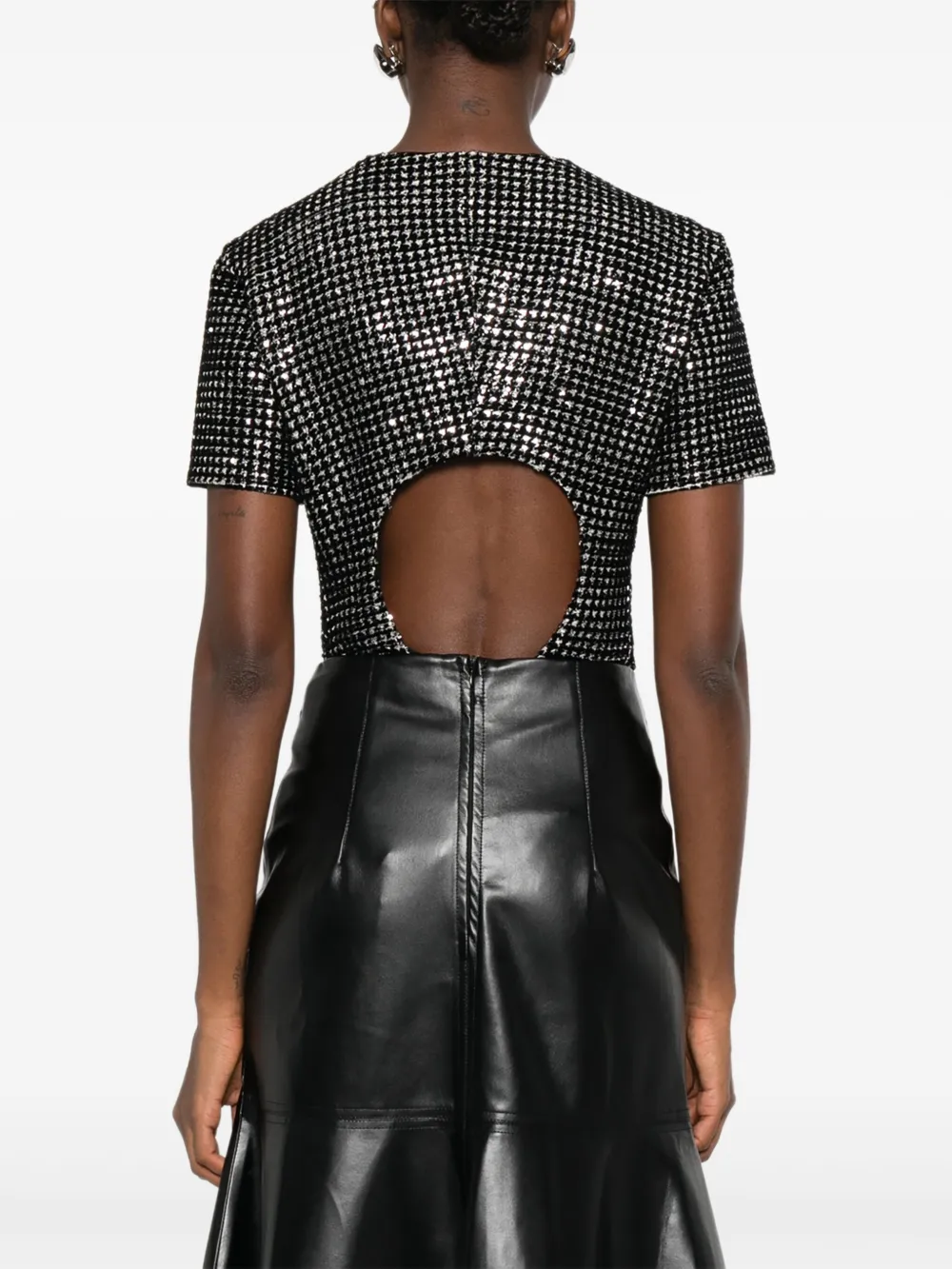 Giorgio Armani Sequin-embellished V-neck Bodysuit In Black